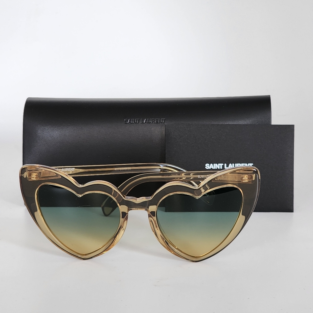 🔥Saint Laurent YSL LOULOU Heart Sunglasses Yellow/Green